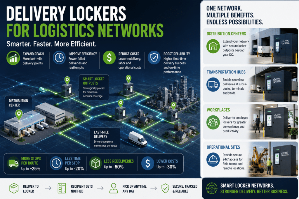 Delivery lockers for logistics network