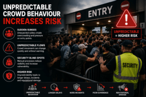 Unpredictable crowd behaviour