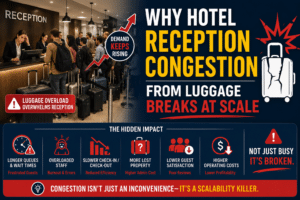 why hotel reception congestion from luggage breaks at scale