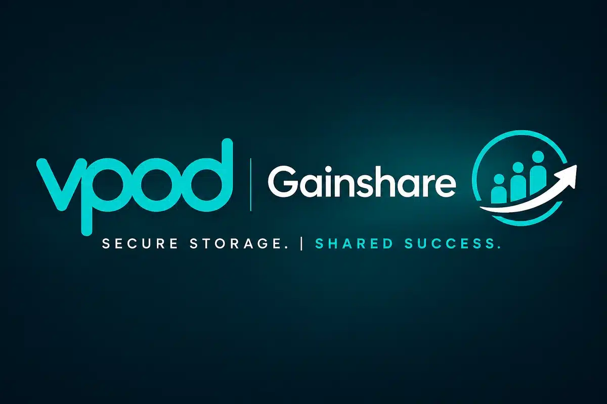 Vpod GainShare secure storage shared success branding