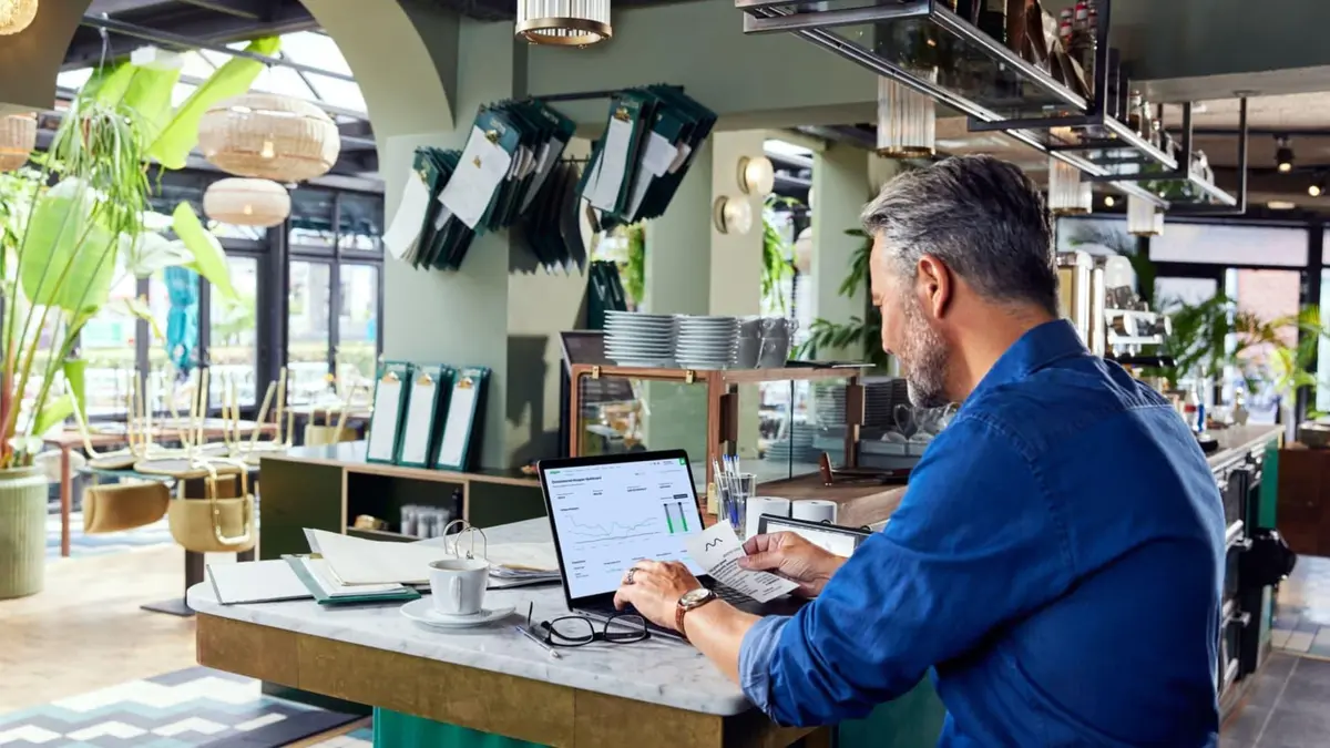 Adyen in-person payment terminal being used at a point of sale
