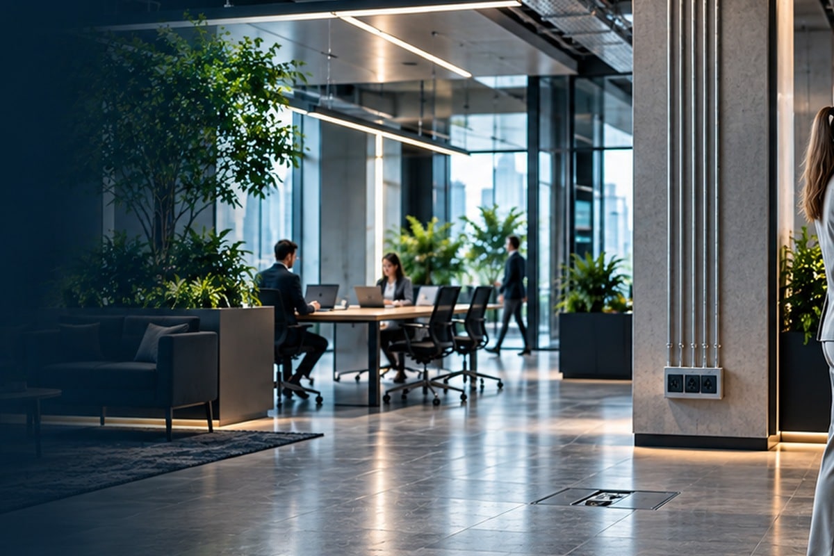 Connected workplace with building services and smart lockers