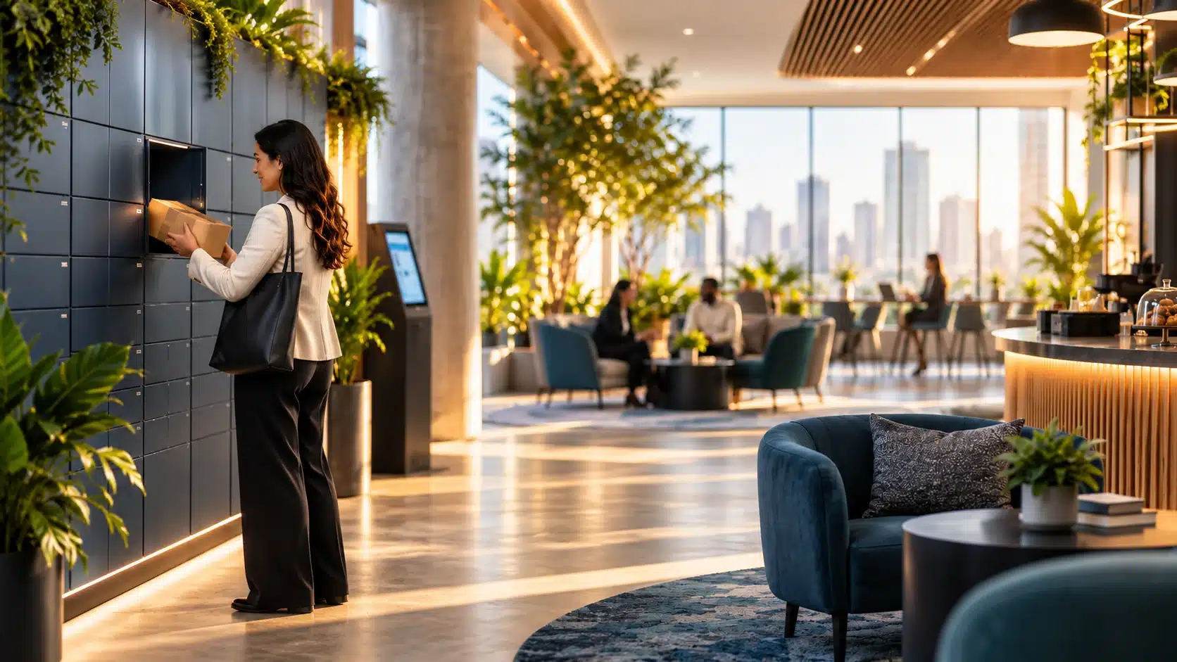 Smart workplace locker experience in a premium hospitality-led office environment