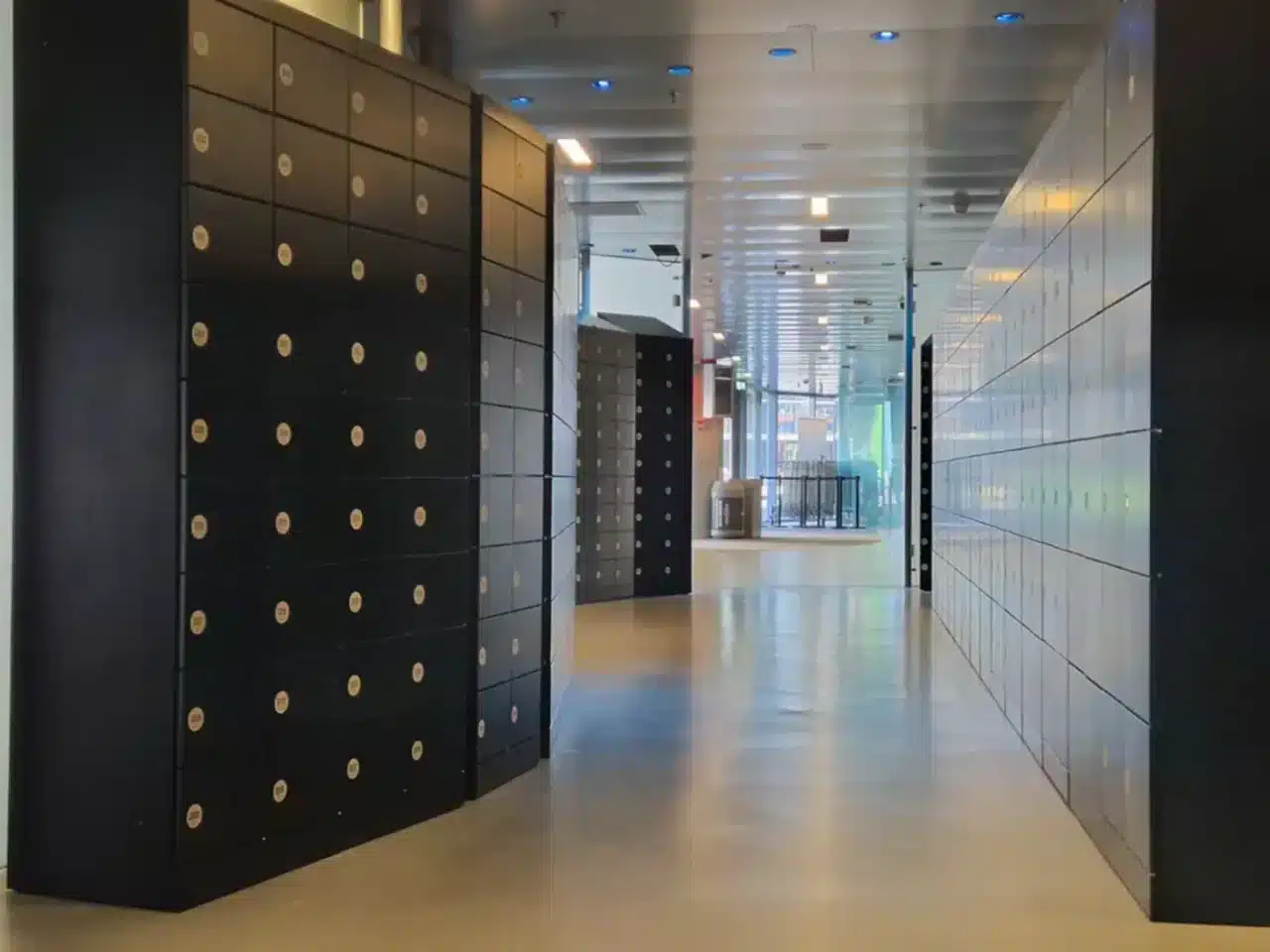 Smart lockers installed inside a busy live-event venue