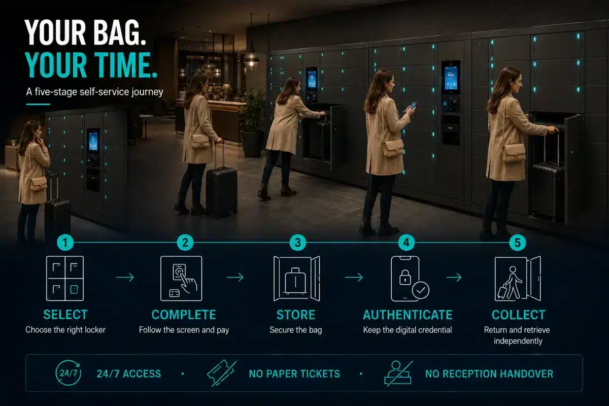 Vpod hotel luggage storage journey from selection to collection