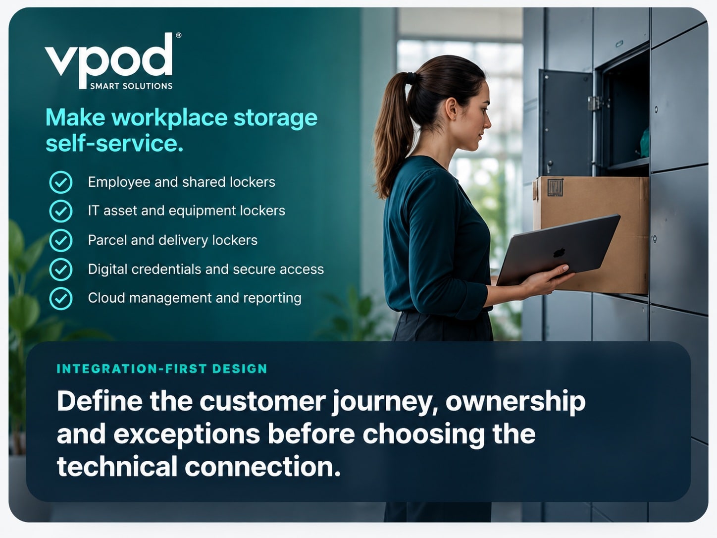 Vpod integration-first workplace smart locker design visual