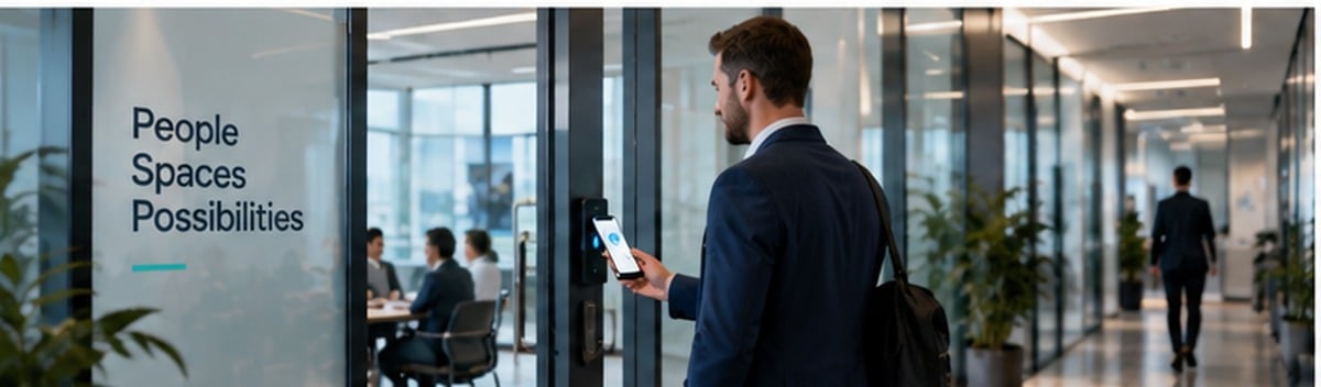 Employee using a mobile credential at a workplace access point