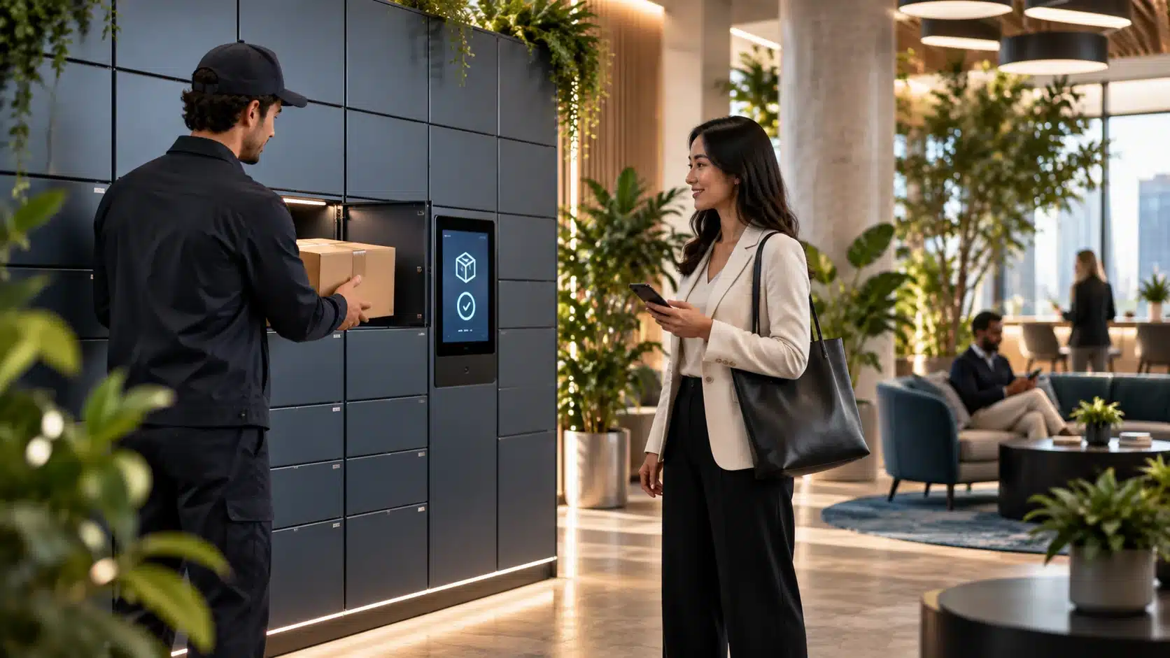 Self-service parcel collection from a Vpod locker