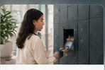 Employee using a smart locker in a connected workplace