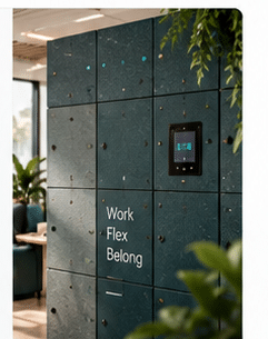 Vpod smart locker wall with digital access panel