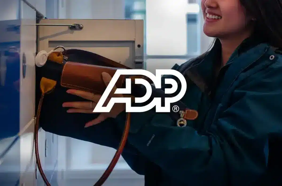 ADP case-study image showing a user opening a Vpod locker and collecting a bag