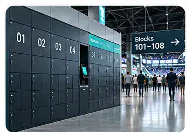 Vpod public and rental smart lockers in a venue environment