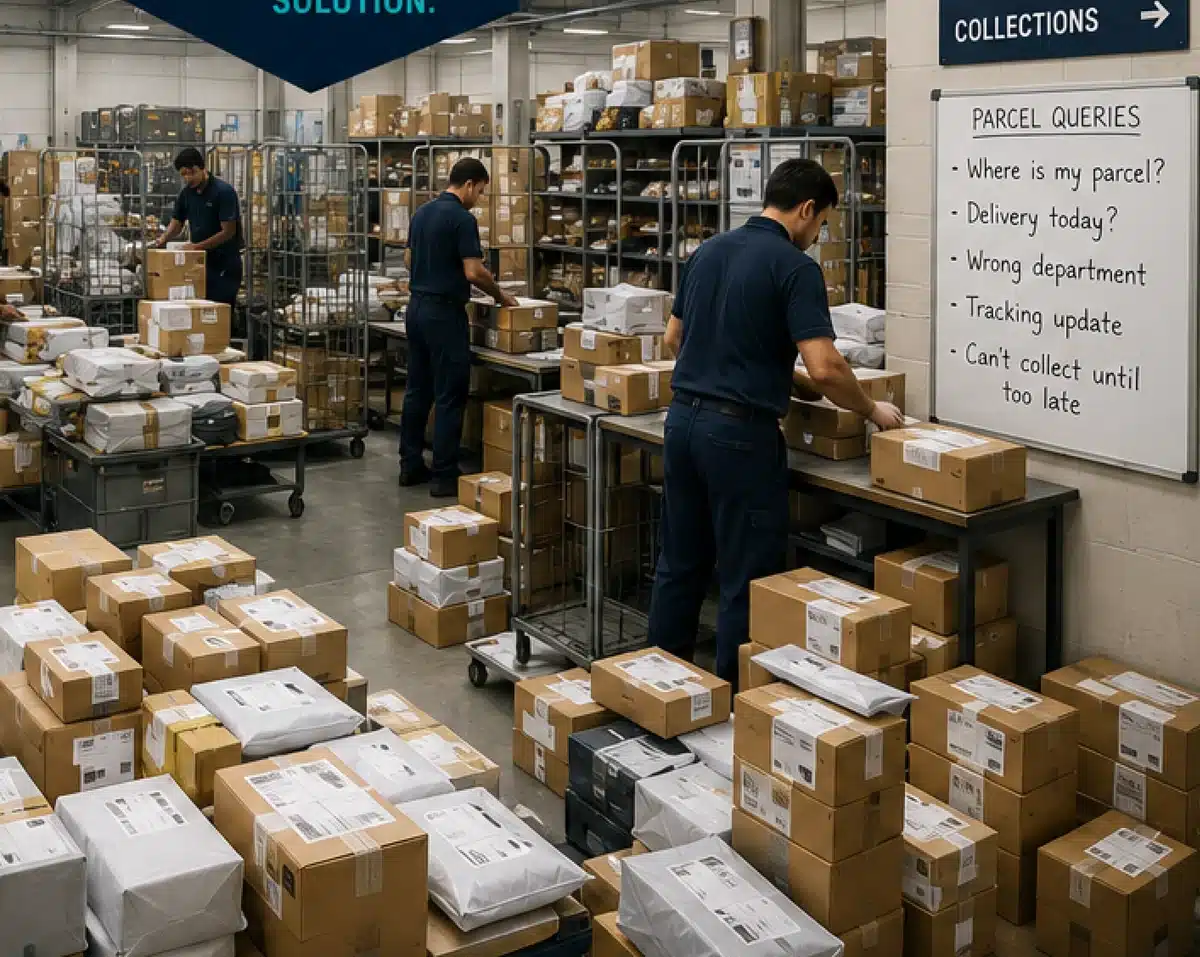 Illustrative depiction of a high-volume traditional mailroom from the source case study
