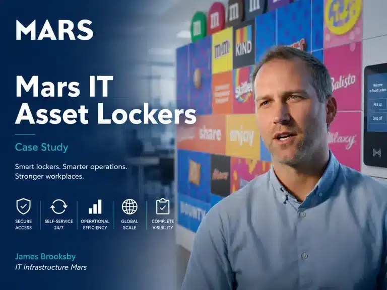 Vpod Mars IT asset locker case study for a connected multi-site workplace programme